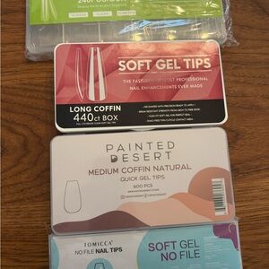 Soft Gel Nail Tips Pack - Natural Coffin Styles